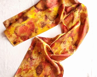 Hand painted Silk Scarf Silk Charmeuse
