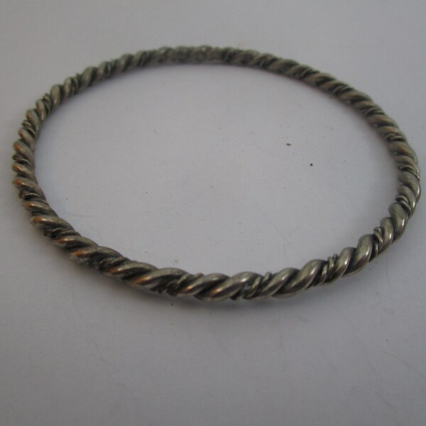 Vintage Silver Fancy Twist Bangle Bracelet