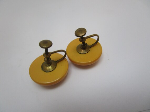 Antique Mid Century Modern Bakelite Disc Screw Back E… - Gem