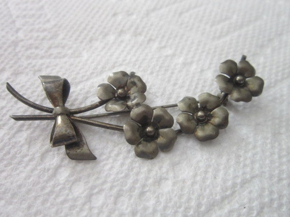 Antique Artist Signed Sterling Silver Flower Bran… - image 2