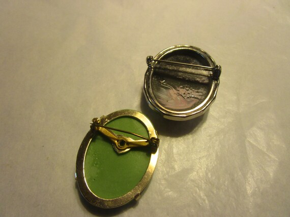 Vtg Victorian Style Faux Cameo Brooches Lot of 2 - image 3