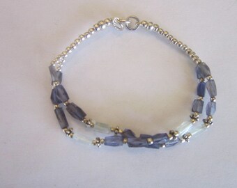 Vintage Sterling Silver Rock Crystal & Amethyst Bracelet