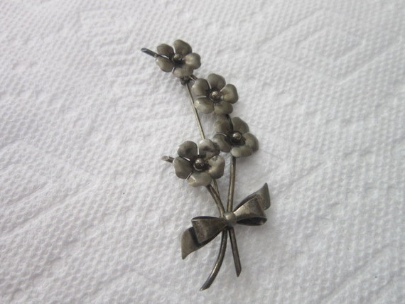 Antique Artist Signed Sterling Silver Flower Bran… - image 1