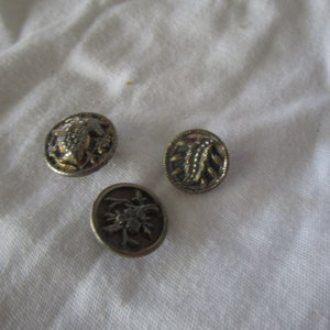 19th C Antique Victorian Picture Buttons Lot of Three