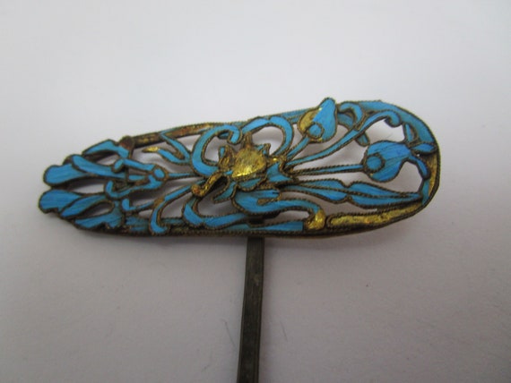 Qing Dynasty Kingfisher Feather Hair Pin Antique … - image 2