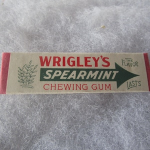 1940's Rare Stick of Wrigley's Spearmint Chewing Gum in Original Wrapper