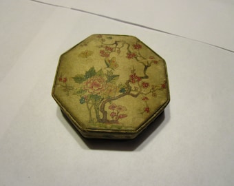 Antique Fancy Silk Covered Floral Motif Jewel Box