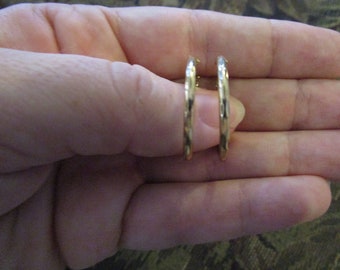 Vintage Nice Gold Plated Sterling Silver Hoop Earrings