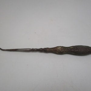Antique Fancy Silver Handle Button Hook