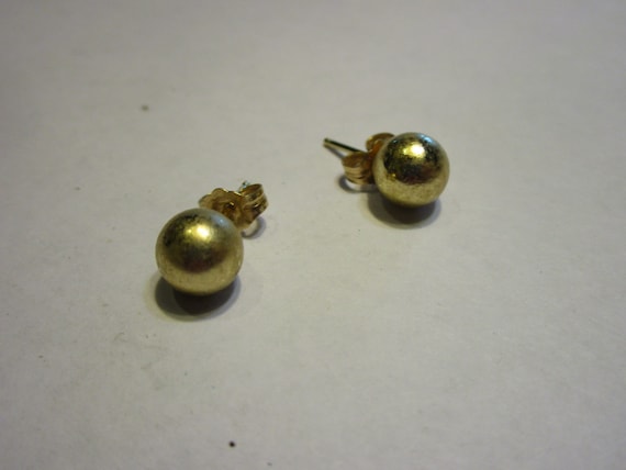 14K Yellow Gold Ball Stud Pierced Earrings - image 1