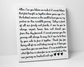 First Paper Anniversary Gift Wedding Vows On Canvas Etsy