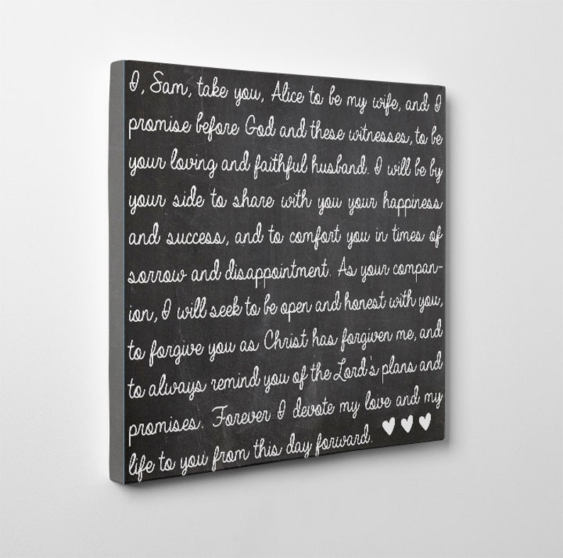 Wedding Vows on Canvas Wedding Vow Art Personalized Canvas Etsy