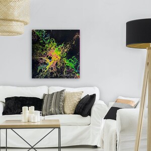 Original Colorful Abstract Fluid Art Painting on Canvas Wall Art Colorful Wall Decor