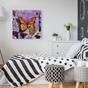 Original Butterfly Acrylic Art Painting on Stretched Canvas