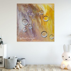 Original Abstract Celestial Bubble Fluid Art Painting on Canvas Wall Art Colorful Wall Decor