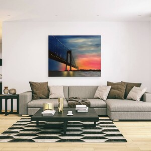 Original Verrazano-Narrows Bridge at Sunset Fine Art Acrylic Painting on Stretched Canvas