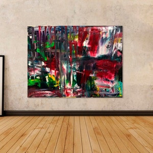 Original Colorful Winter Abstract Fine Art Acrylic Painting on Stretched Canvas