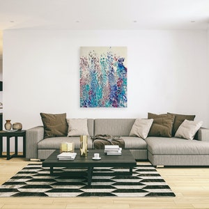 Originale Astratto Fluido Pittura D'Arte su Canvas Murale Murale Decor