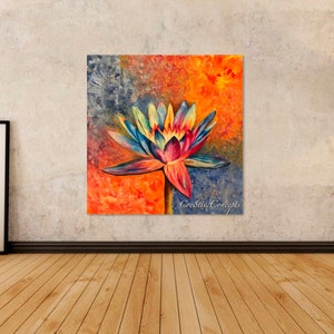 Acqua originale Lily Fine Art su tela allungata