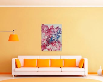 Original abstrakte Fluid Kunst Malerei auf Leinwand WandKunst bunte Wand-Dekor