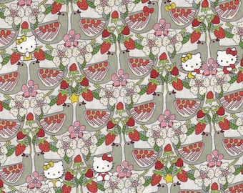 Liberty Japan x Hello Kitty | Tana Lawn | Strawberry Day | Grey