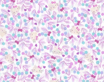 Liberty Japan x Hello Kitty | Tana Lawn | Cherries and Bows | Purple & Aqua