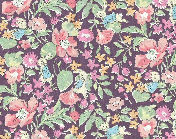 Liberty X Peter Rabbit | Tana Lawn | Poppy & Honesty Rabbit | Purple - Etsy