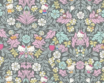 Liberty Japan x Hello Kitty | Tana Lawn | Orchard Friends | Grey & Pink