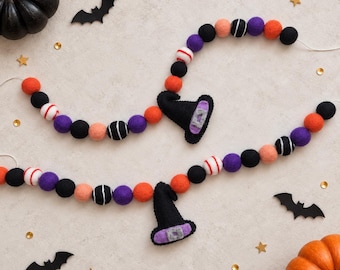 Halloween-Girlande aus Wollfilz | Hexenhut