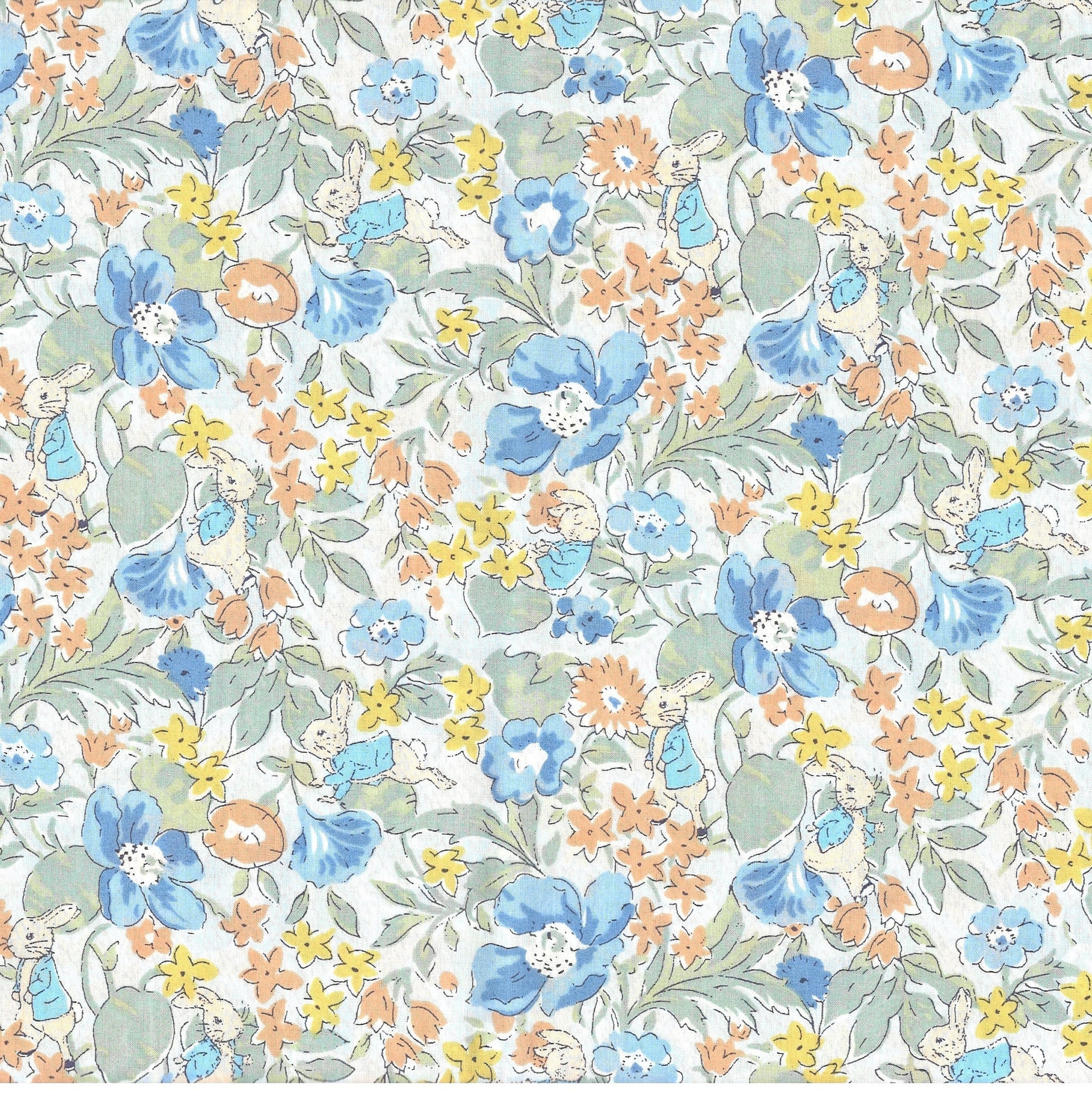 Liberty X Peter Rabbit | Tana Lawn | Poppy & Honesty Rabbit | Blue - Etsy