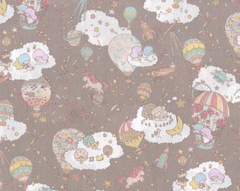 Liberty Japan x Little Twin Stars | Tana Lawn | Sky High Stars | Grey beige 2025