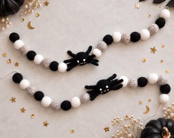 Halloween-Girlande aus Wollfilz | Spinne
