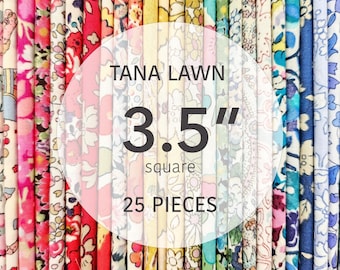 Liberty Tana Lawn - 3.5" square Set - 25 pieces - Assorted Rainbow