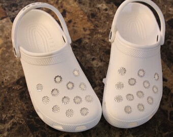 white sparkly wedding crocs