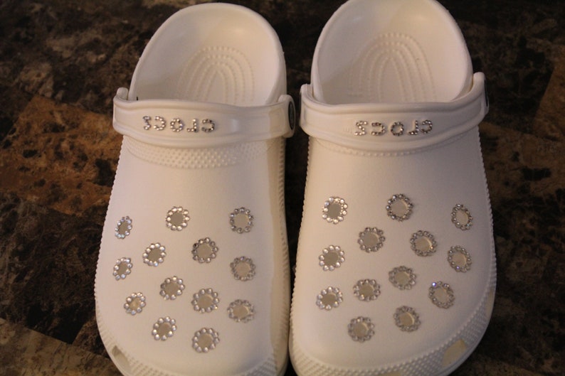 white bling crocs