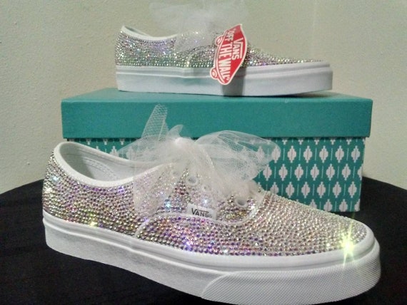 bedazzled white vans