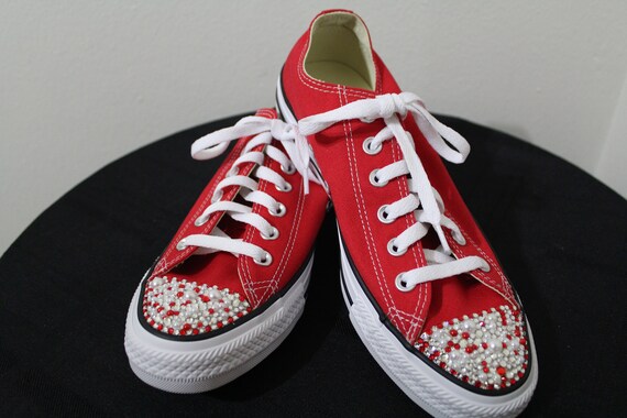 red bedazzled converse