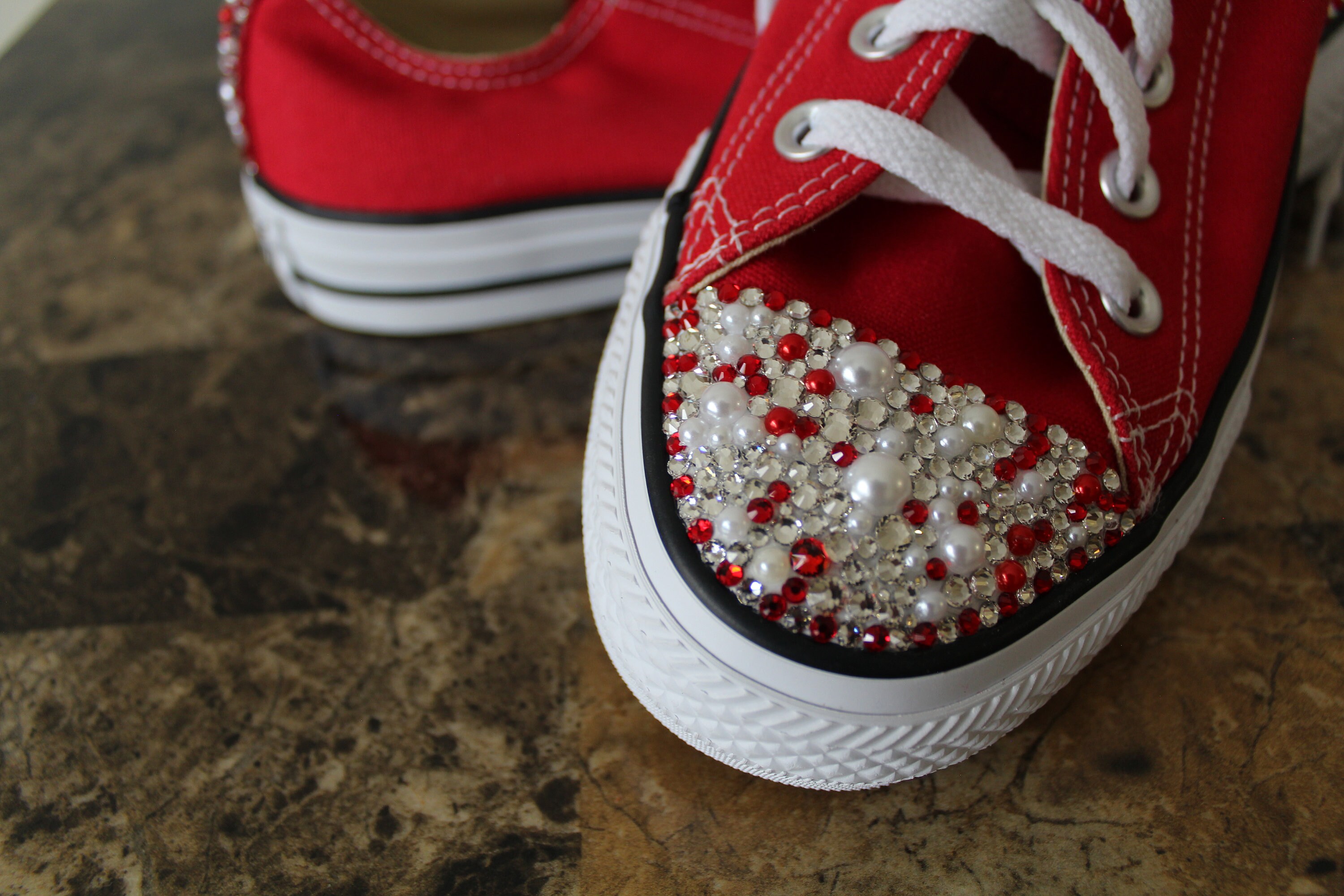 red bling sneakers