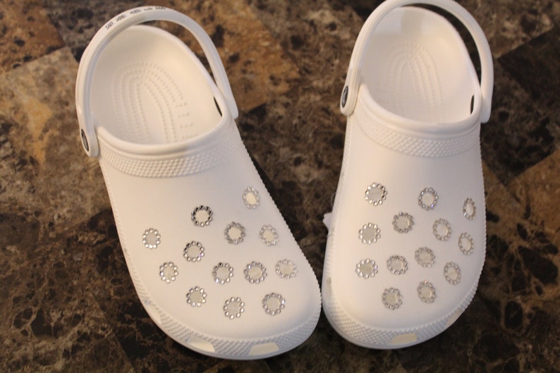 white bling crocs