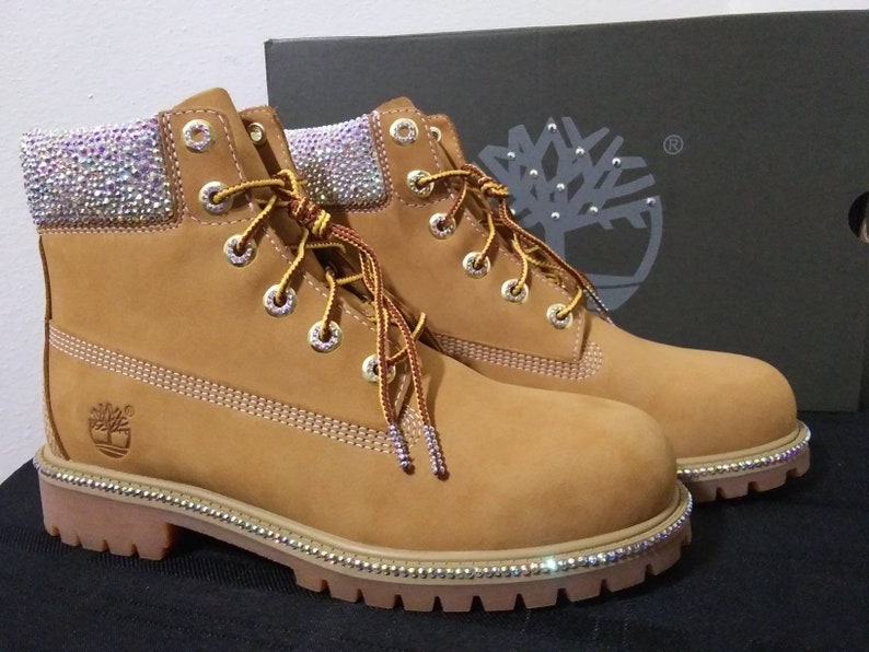 brown and white timberlands