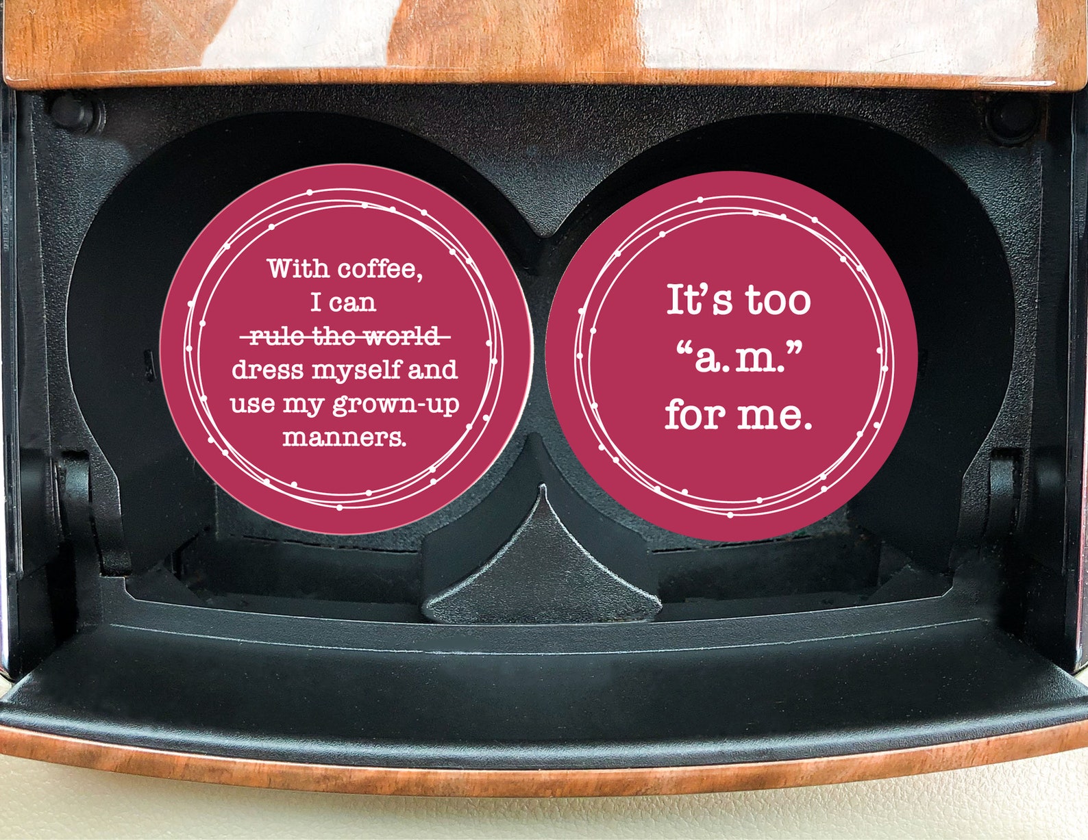 It's too a.m. Funny Car Coaster Humorous Sayings Funny Etsy