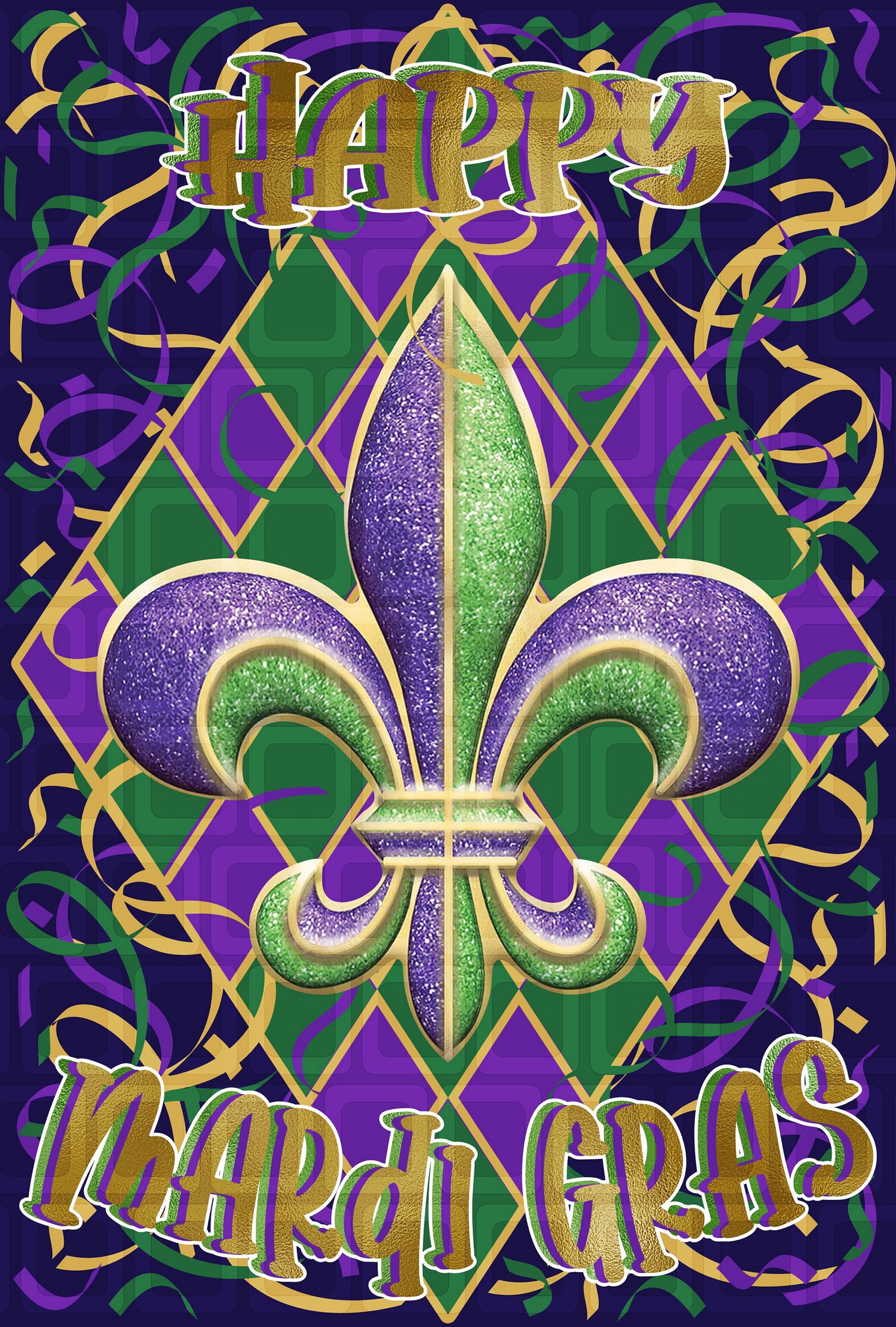 mardi gras garden flag