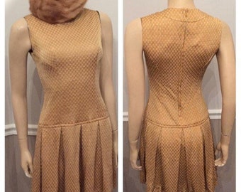60&#39;s Gold and lurex Mini Dress MOD size 2/4
