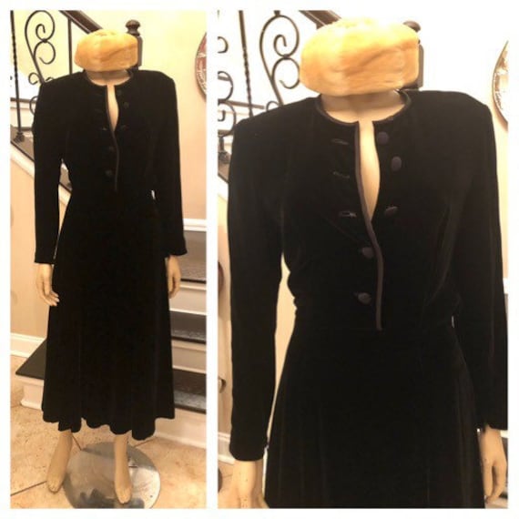 Classy Vintage black Albert Nipon long sleeve dres