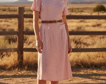 Lindo vestido vintage rosa floral dos anos 40/50 / Tamanho Grande