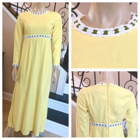 Gorgeous Vintage Yellow 70s Bridesmaid Formal Dre… - image 1