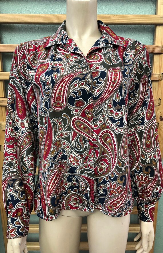 Gorgeous Vintage 90s Paisley Silk Bleyle shirt / L