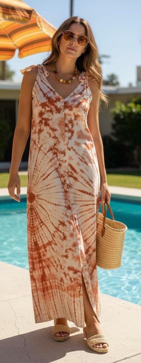 orange and white tie dye dress Orange Tie Dye Gown