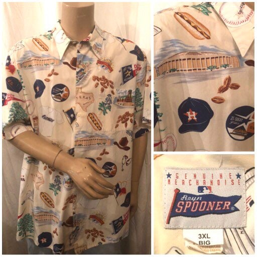 Men's Reyn Spooner White Houston Astros scenic Button-Up Shirt Size: 3XL