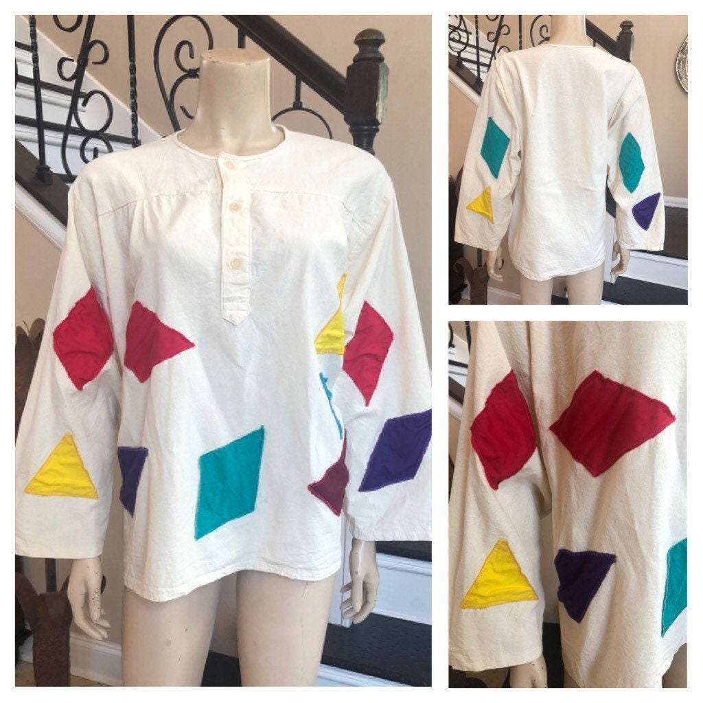 【冬バーゲン★特別送料無料！】 Block Color 90s / 80s Vintage Cool Pullover 3/4 Jute Linen トップス